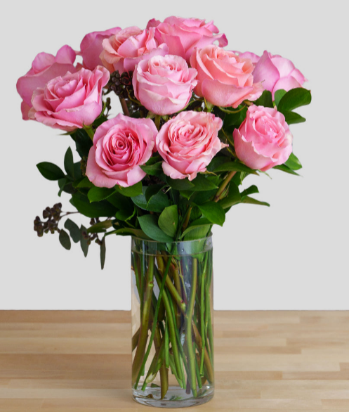12 Pink Roses