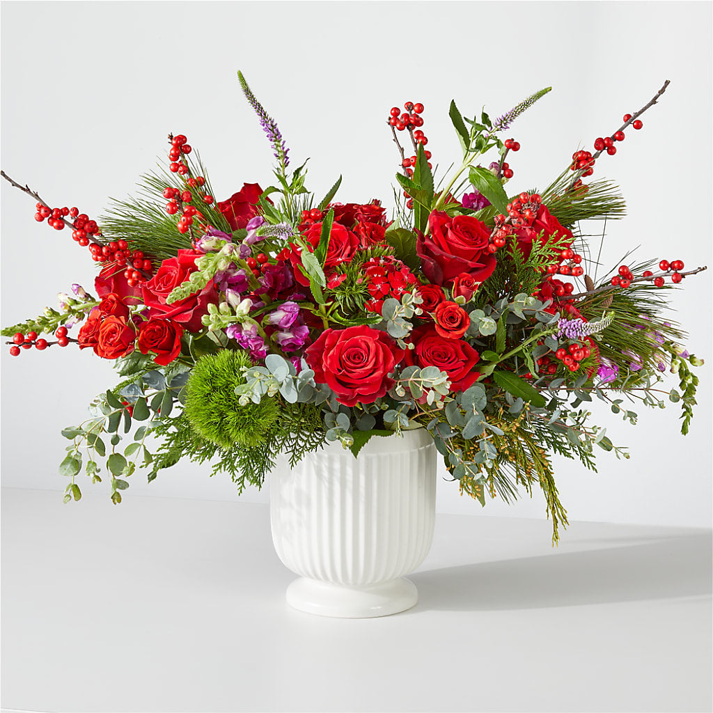 Big Red Bow Bouquet – Open Blooms Chantilly, Chantilly VA
