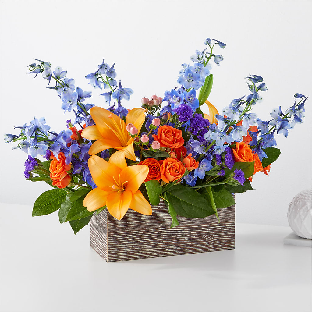 Radiant Citrus Box Bouquet – Open Blooms Chantilly, Chantilly VA