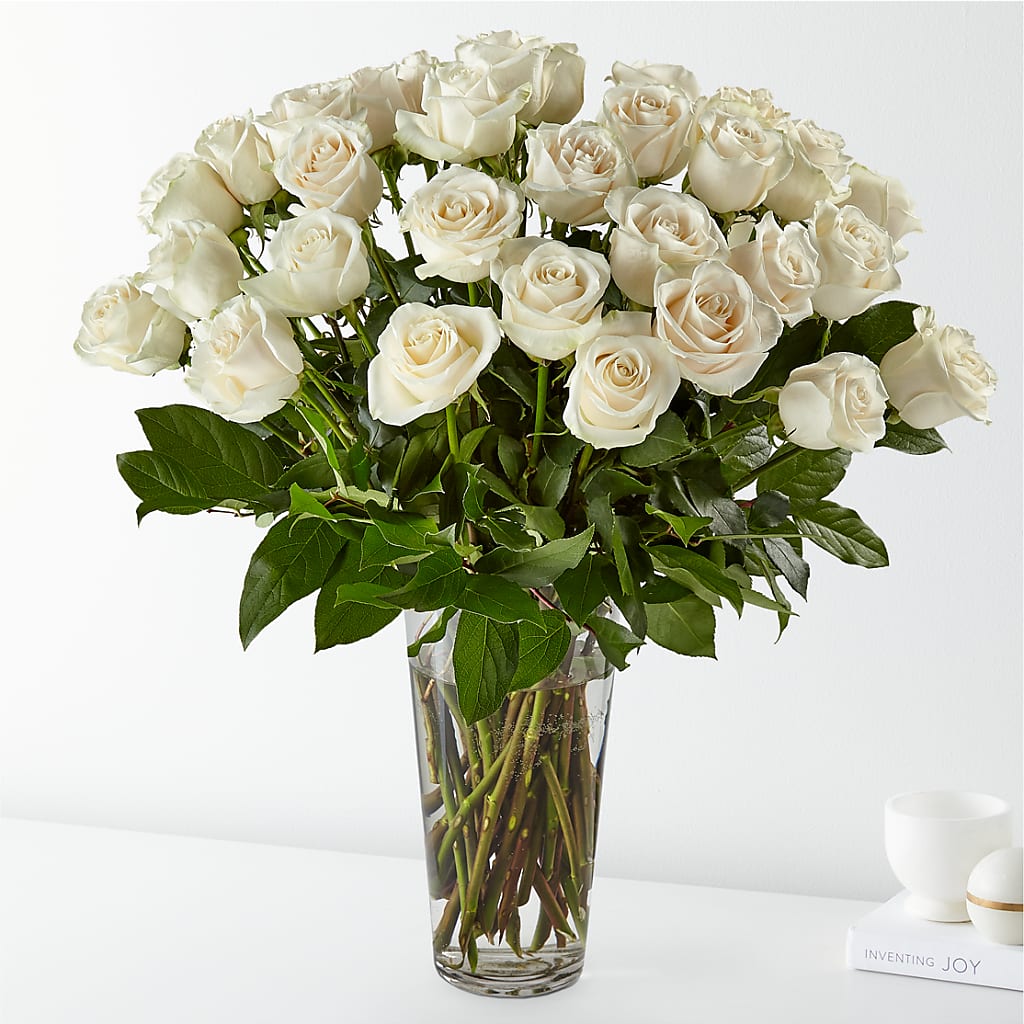 Long Stem White Rose Bouquet – Open Blooms Chantilly, Chantilly VA