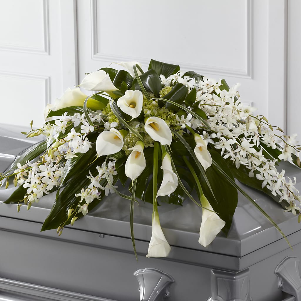 Angel Wings Casket Spray – Open Blooms Chantilly, Chantilly VA