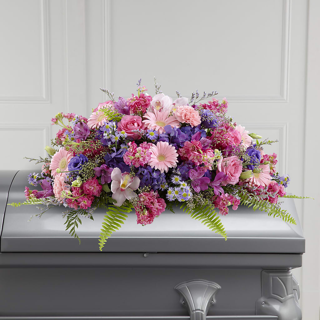 Glorious Garden Casket Spray – Open Blooms Chantilly, Chantilly VA