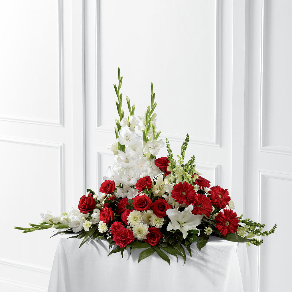 Crimson & White Arrangement – Open Blooms Chantilly, Chantilly VA