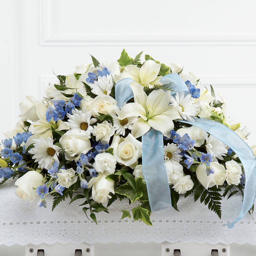 Tender Treasure Casket Spray – Open Blooms Chantilly, Chantilly VA