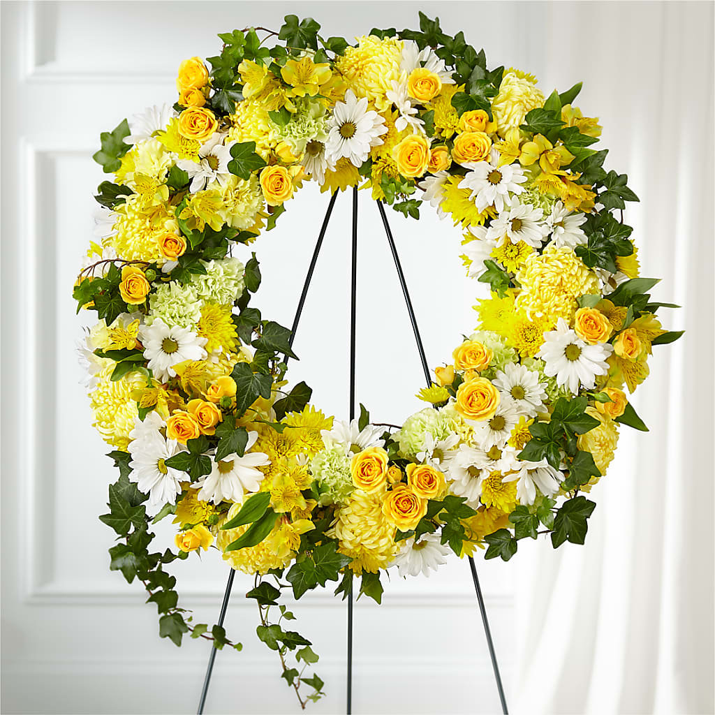 Golden Remembrance Wreath – Open Blooms Chantilly, Chantilly VA