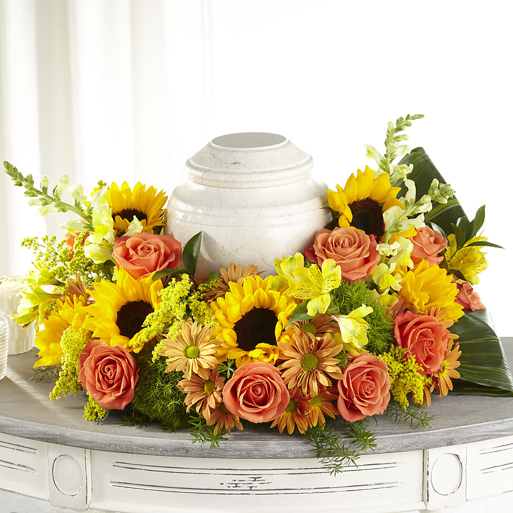 Faithful Sunflower Cremation Adornment – Open Blooms Chantilly, Chantilly VA