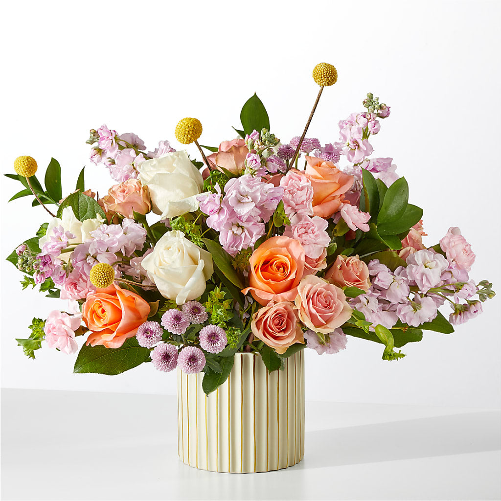 French Market Bouquet with Ivory Vase – Open Blooms Chantilly, Chantilly VA