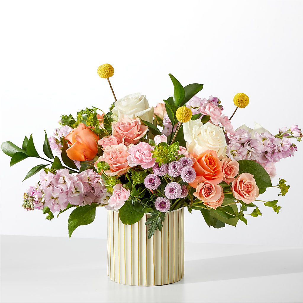 French Market Bouquet with Ivory Vase – Open Blooms Chantilly, Chantilly VA