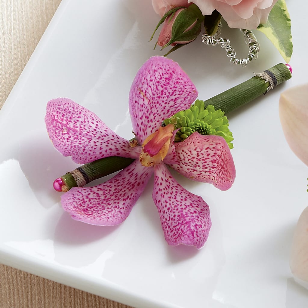 Pink Mokara Boutonniere – Open Blooms Chantilly, Chantilly VA