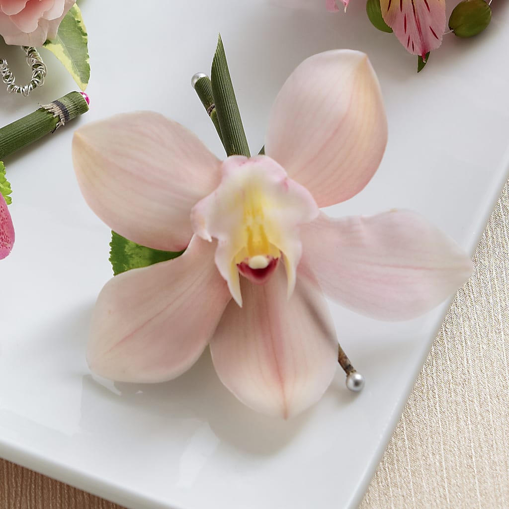 Pink Cymbidium Boutonniere – Open Blooms Chantilly, Chantilly VA