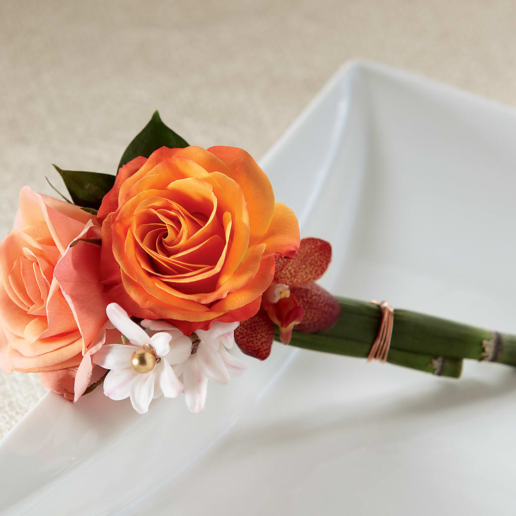 Sunset Dream Boutonniere – Open Blooms Chantilly, Chantilly VA