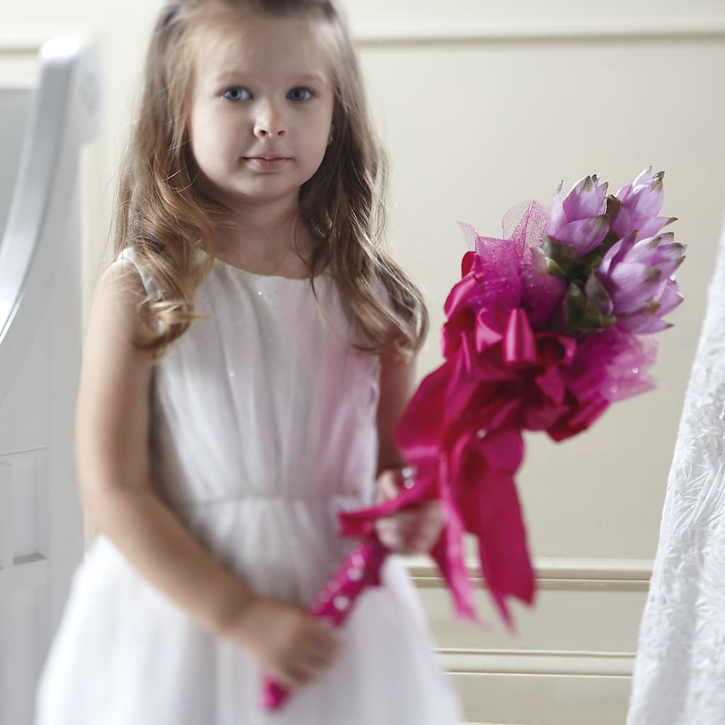 Sparkle Pink Flower Girl Bouquet – Open Blooms Chantilly, Chantilly VA