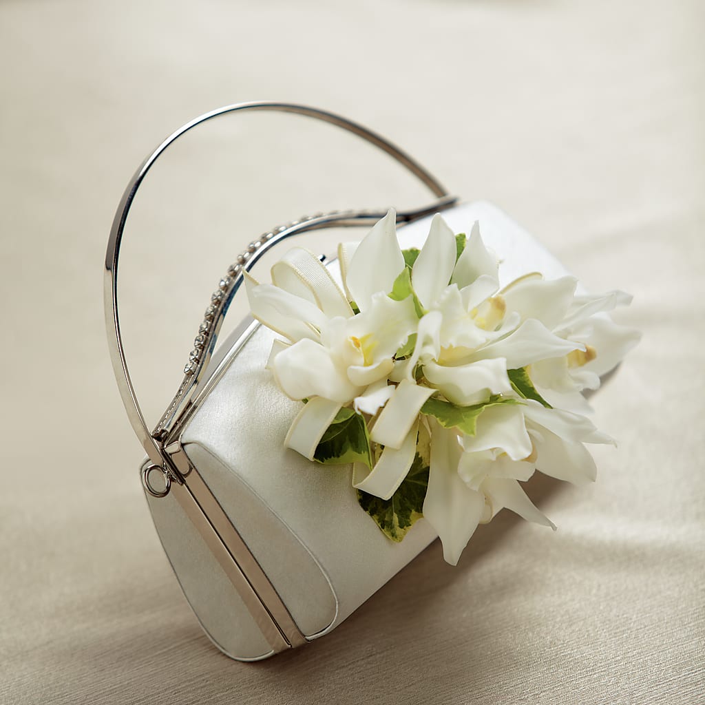 White Purse Decor – Open Blooms Chantilly, Chantilly VA