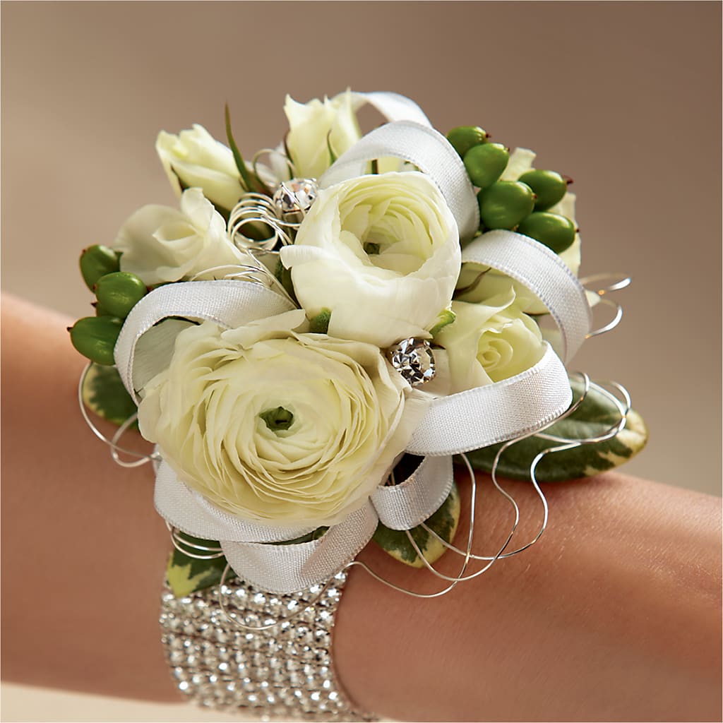 White Wedding Corsage – Open Blooms Chantilly, Chantilly VA