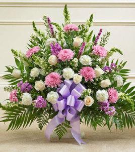 Lavender and White Sympathy Floor Basket - Greatest –  Open Blooms Chantilly, Chantilly VA
