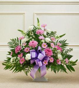 Lavender and White Sympathy Floor Basket - Great –  Open Blooms Chantilly, Chantilly VA