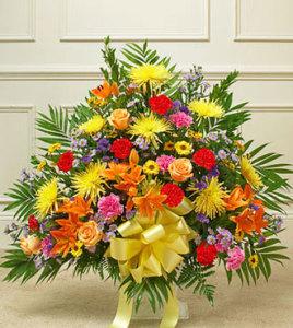 Multi-Color Bright Sympathy Floor Basket - Greatest –  Open Blooms Chantilly, Chantilly VA