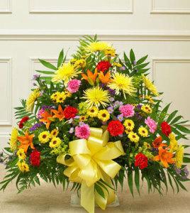 Multi-Color Bright Sympathy Floor Basket - Greater –  Open Blooms Chantilly, Chantilly VA