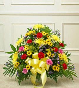 Multi-Color Bright Sympathy Floor Basket - Great –  Open Blooms Chantilly, Chantilly VA
