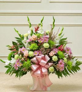 Pastel Sympathy Floor Basket - Greater –  Open Blooms Chantilly, Chantilly VA