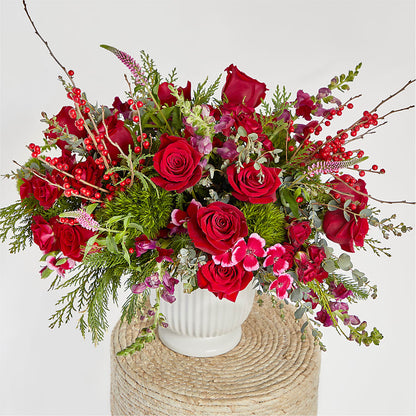 Big Red Bow Bouquet –  Open Blooms Chantilly, Chantilly VA