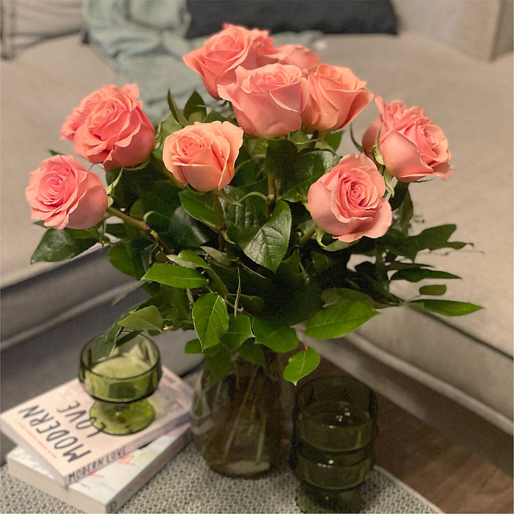 Long Stem Pink Rose Bouquet –  Open Blooms Chantilly, Chantilly VA