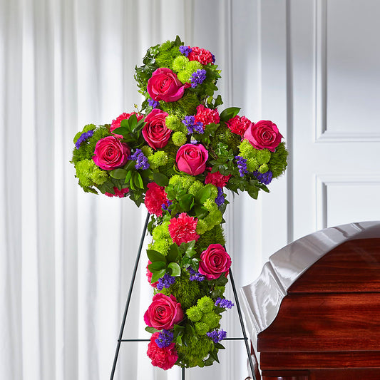 Tribute Rose Floral Cross –  Open Blooms Chantilly, Chantilly VA