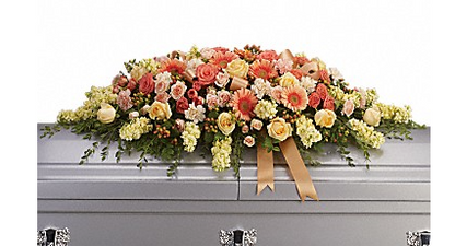 Warmest Remembrance Casket Spray –  Open Blooms Chantilly, Chantilly VA