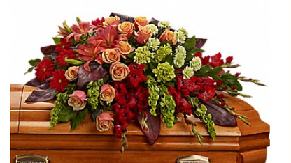 A Fond Farewell Casket Spray –  Open Blooms Chantilly, Chantilly VA