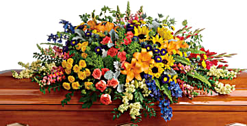 Colorful Reflections Casket Spray –  Open Blooms Chantilly, Chantilly VA