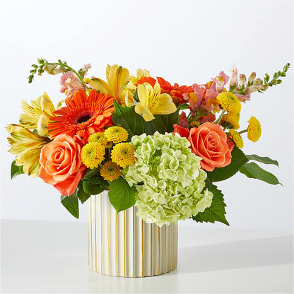 Autumn Sunshine Bouquet with Ivory Vase –  Open Blooms Chantilly, Chantilly VA