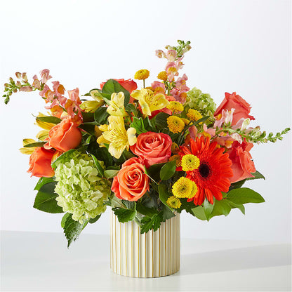 Autumn Sunshine Bouquet with Ivory Vase –  Open Blooms Chantilly, Chantilly VA