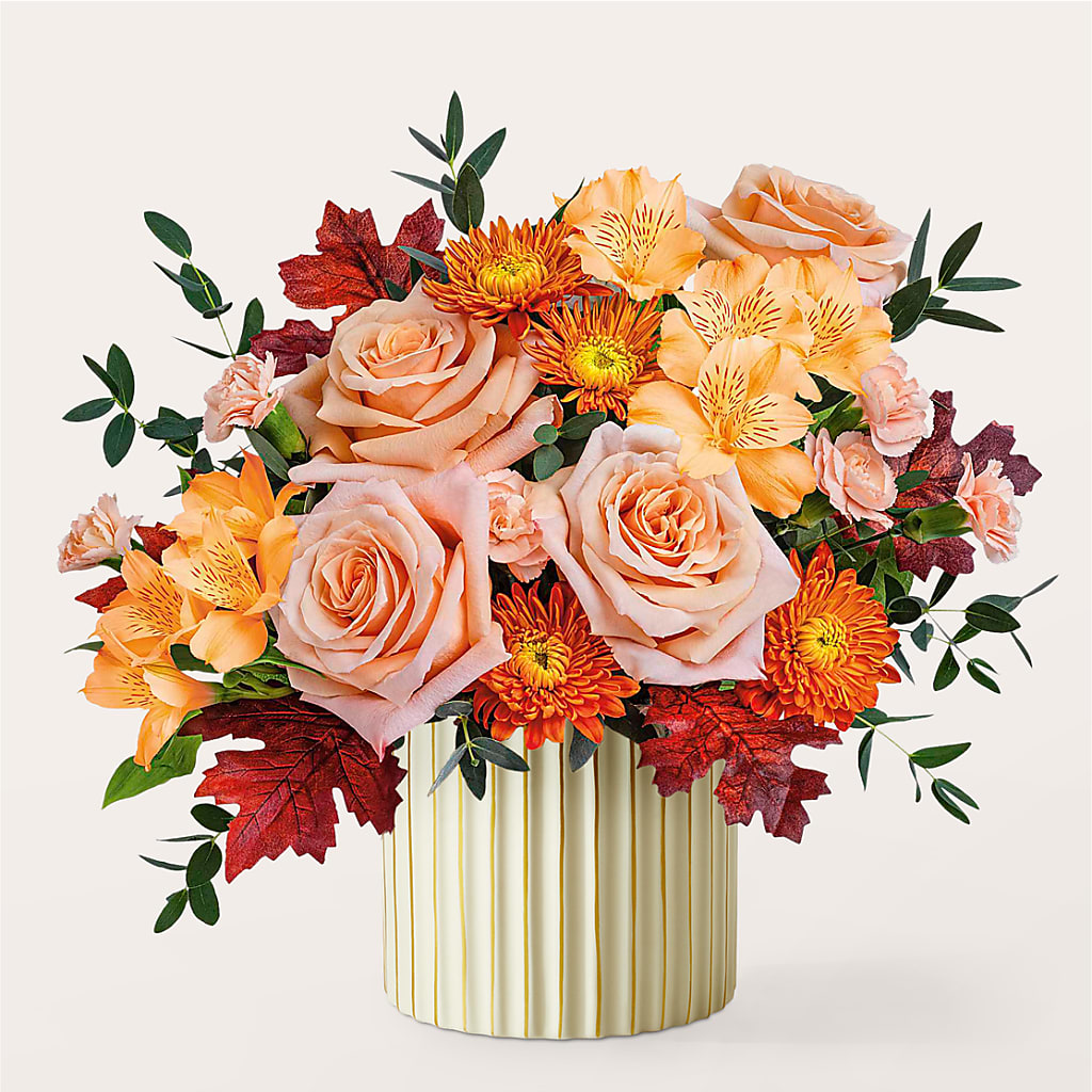 Spiced Latte Bouquet with Ivory Vase –  Open Blooms Chantilly, Chantilly VA