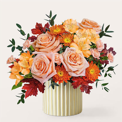 Spiced Latte Bouquet with Ivory Vase –  Open Blooms Chantilly, Chantilly VA