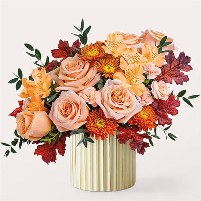 Spiced Latte Bouquet with Ivory Vase –  Open Blooms Chantilly, Chantilly VA