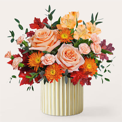 Spiced Latte Bouquet with Ivory Vase –  Open Blooms Chantilly, Chantilly VA