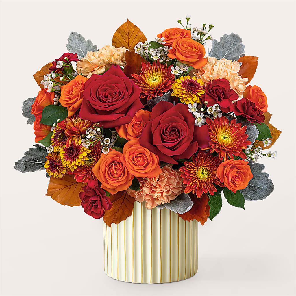 Merlot Bouquet with Ivory Vase –  Open Blooms Chantilly, Chantilly VA
