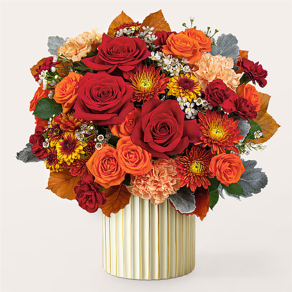 Merlot Bouquet with Ivory Vase –  Open Blooms Chantilly, Chantilly VA