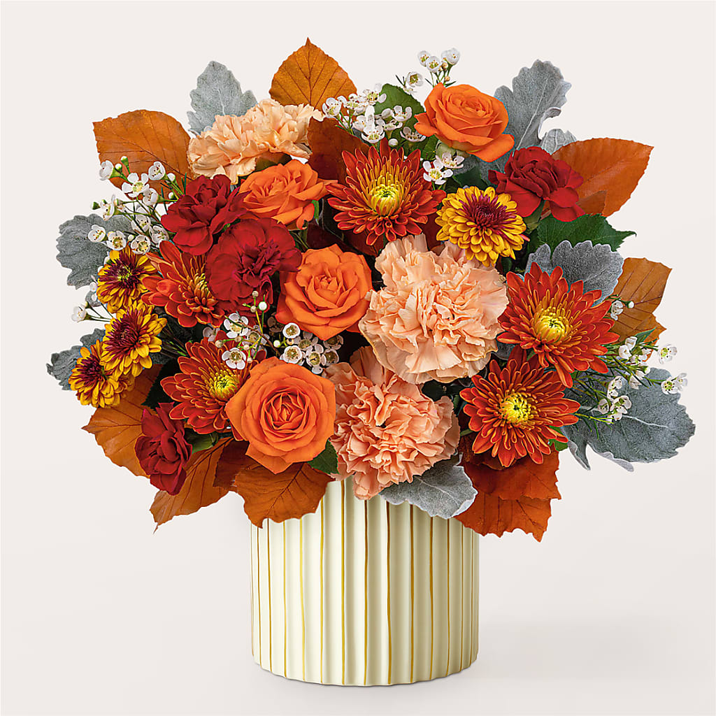 Merlot Bouquet with Ivory Vase –  Open Blooms Chantilly, Chantilly VA