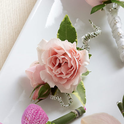 Pink Spray Rose Boutonniere –  Open Blooms Chantilly, Chantilly VA