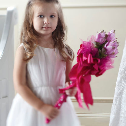 Sparkle Pink Flower Girl Bouquet –  Open Blooms Chantilly, Chantilly VA